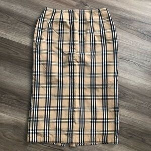SLY Cream Nylon Plaid Midi Skirt Women Size 2